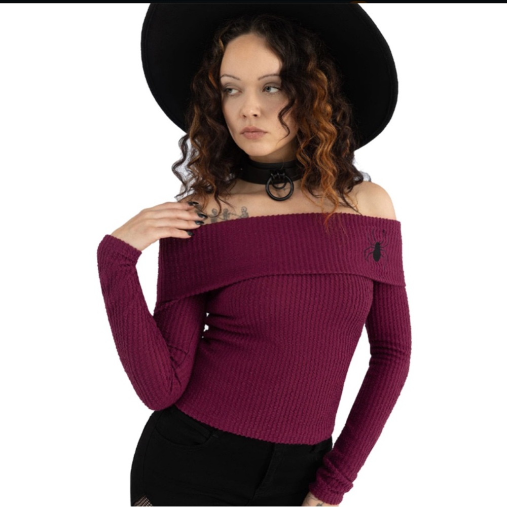 Killstar Off-Shoulder Purple Sweater